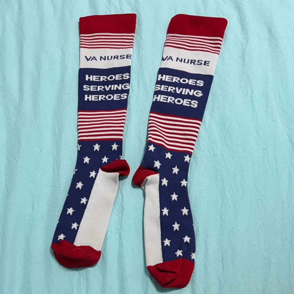 VA Nurse Heroes Crew Socks - Red, White, and Blue